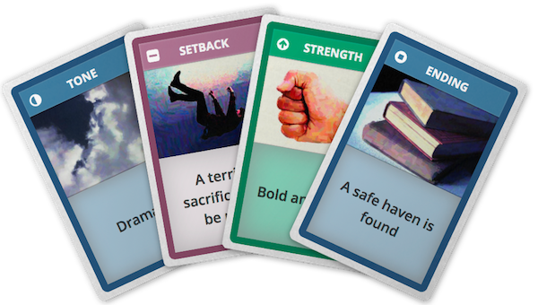 A stack of virtual story cards